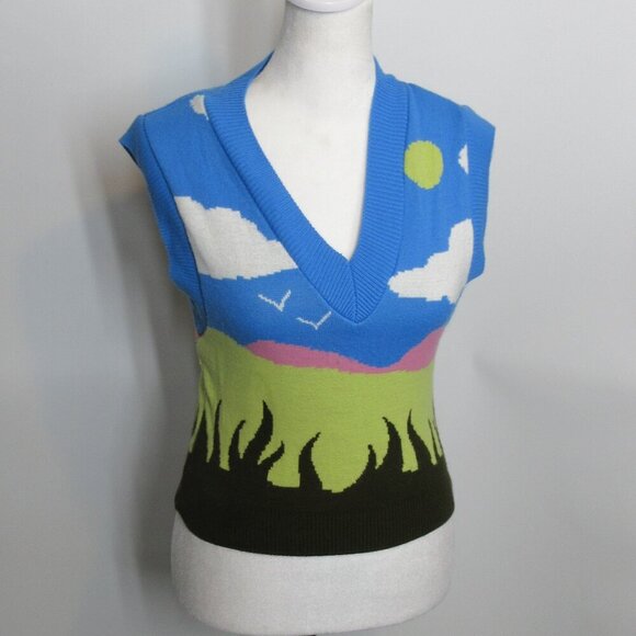COLLUSION Womens Sweater Vest Landscape Size Small - Picture 3 of 6